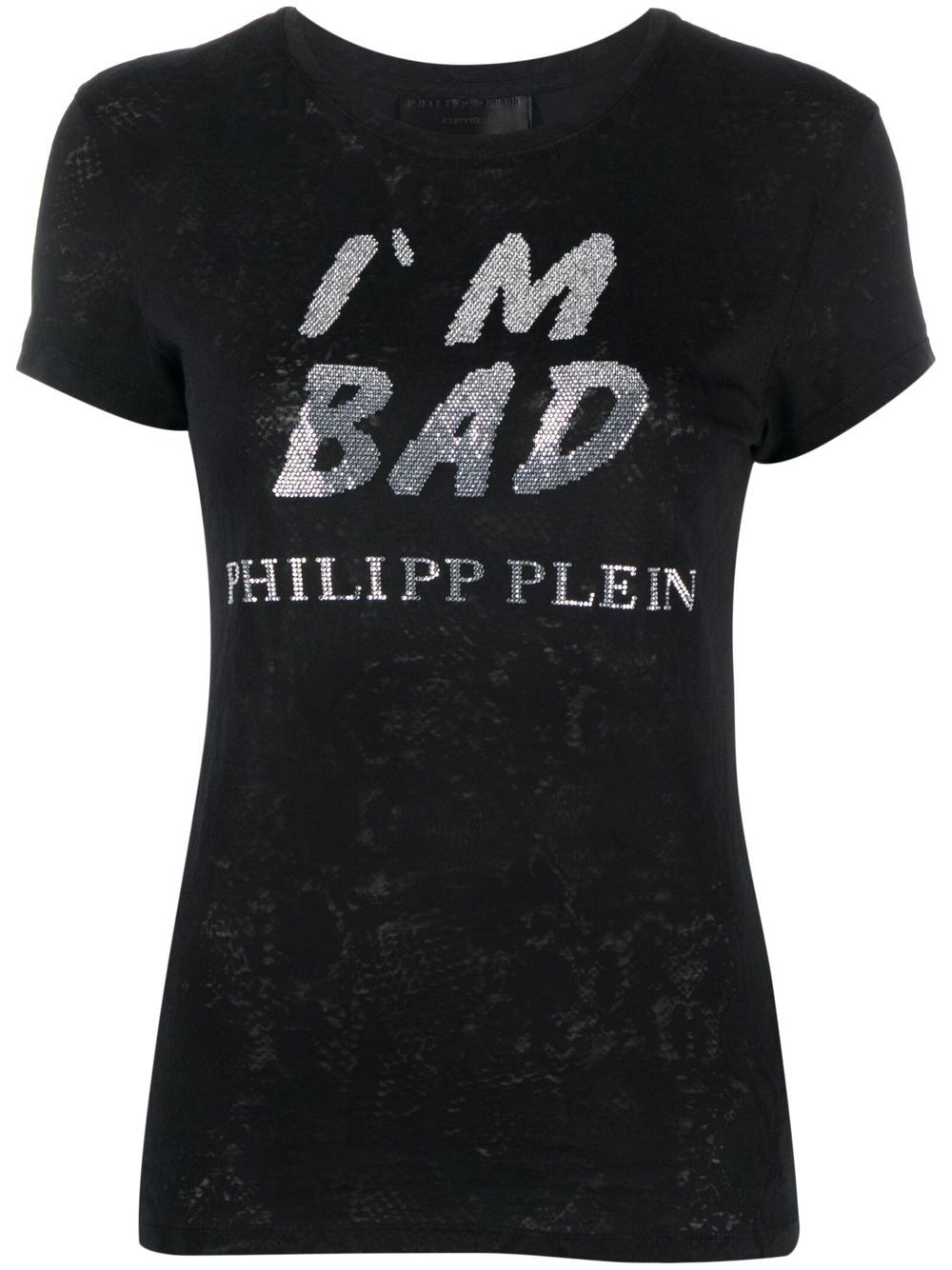 Logo-print sequin-detail T-shirt - Black
