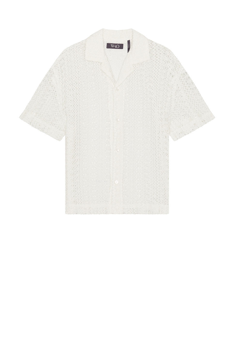 WAO Crochet Lace Camp Shirt in Ivory - White. S also in