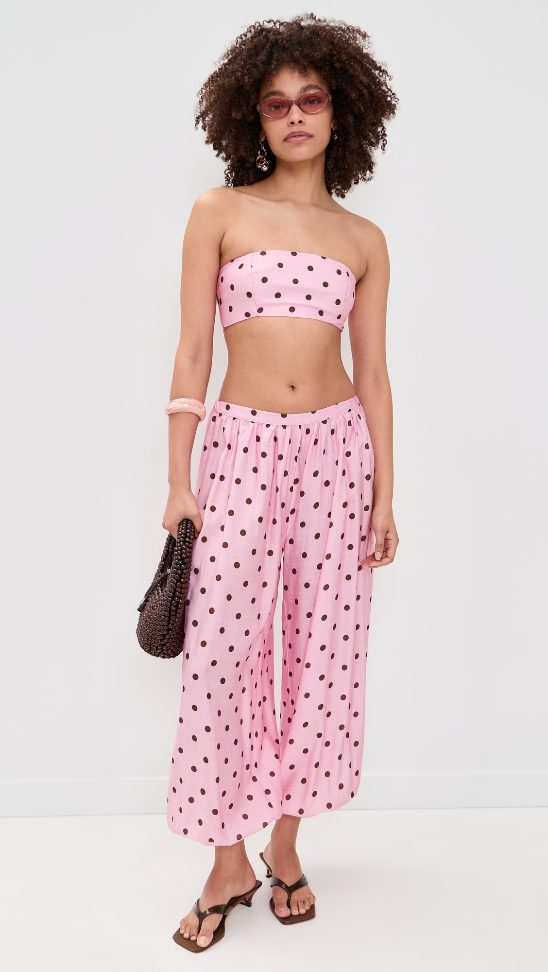 Klea Balloon Pants Musk/Choc Polka