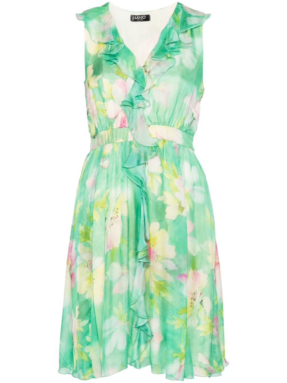 Floral-print mini dress - Green