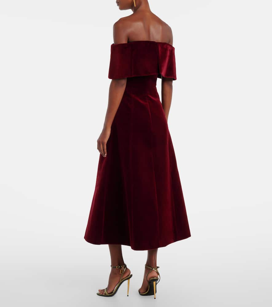Carita off-shoulder cotton velvet midi dress