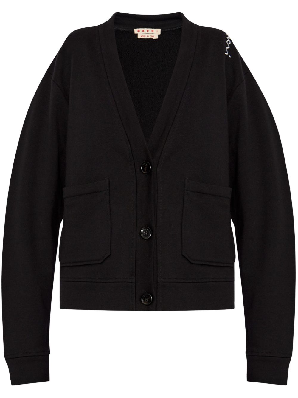 Embroidered-logo cardigan - Black