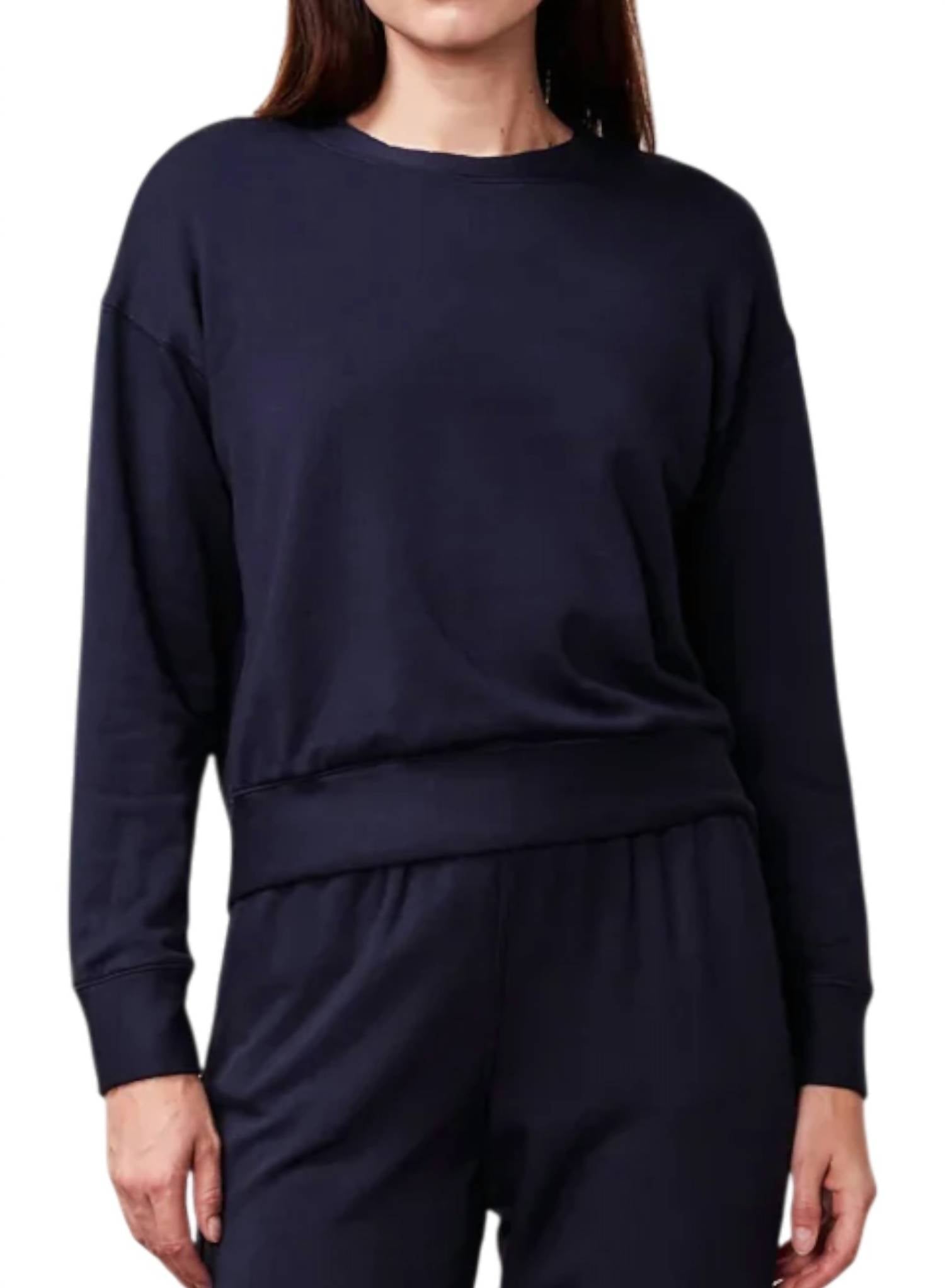 Softest Fleece Crewneck Pullover Sweatshirt In Navy