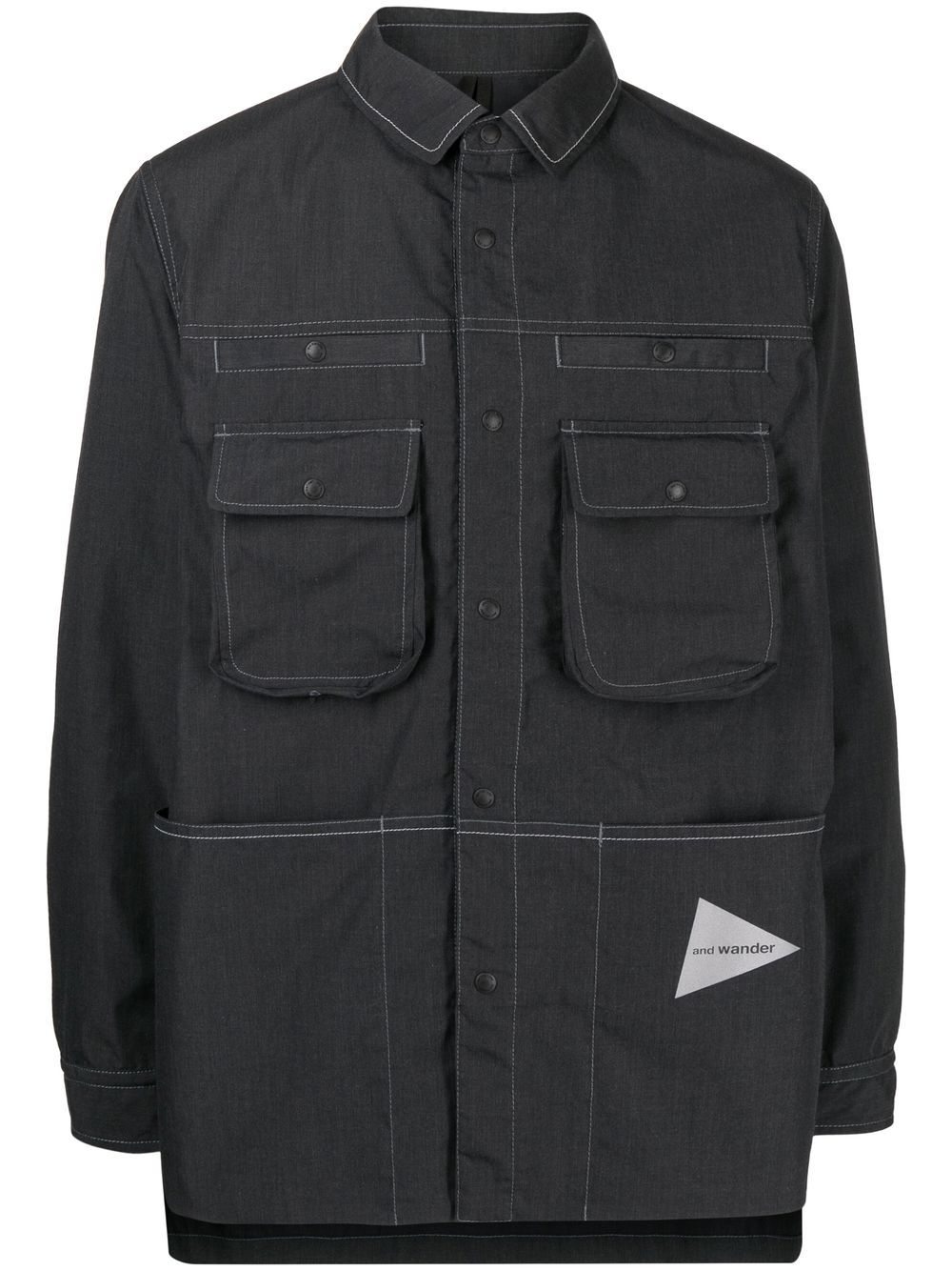 Logo-print shirt jacket - Grey