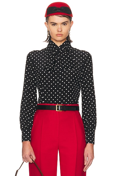 Valentino Plusdepois Pois Medio Shirt in Nero & Betulla - Black & White. 36 also