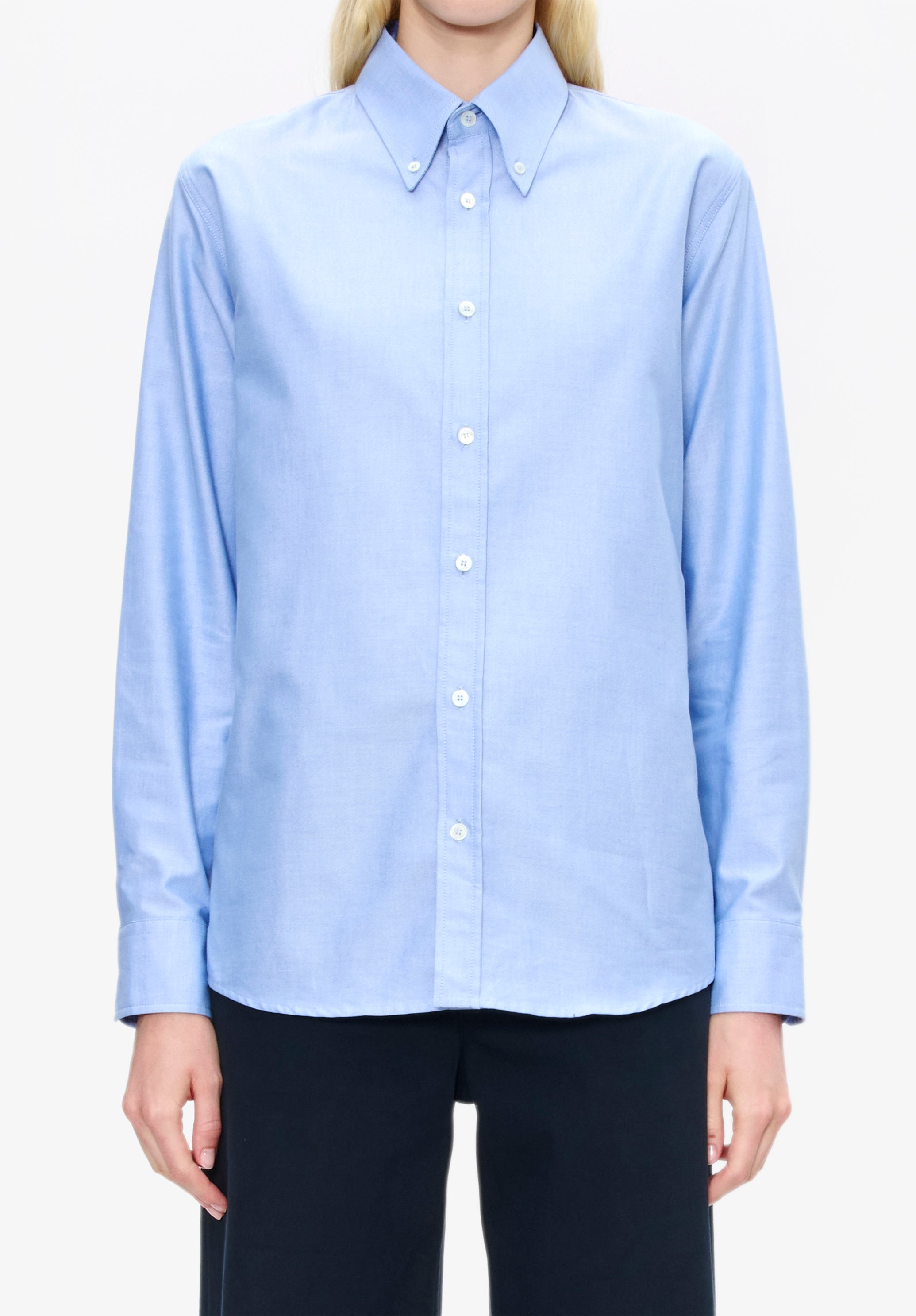 A. P.C. Women's Kayla Button Down shirt Size: 34 in Blue