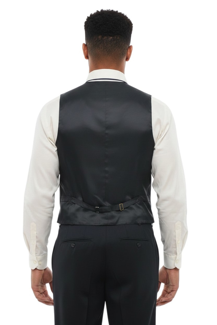 Blue Solid V Neck Waistcoat