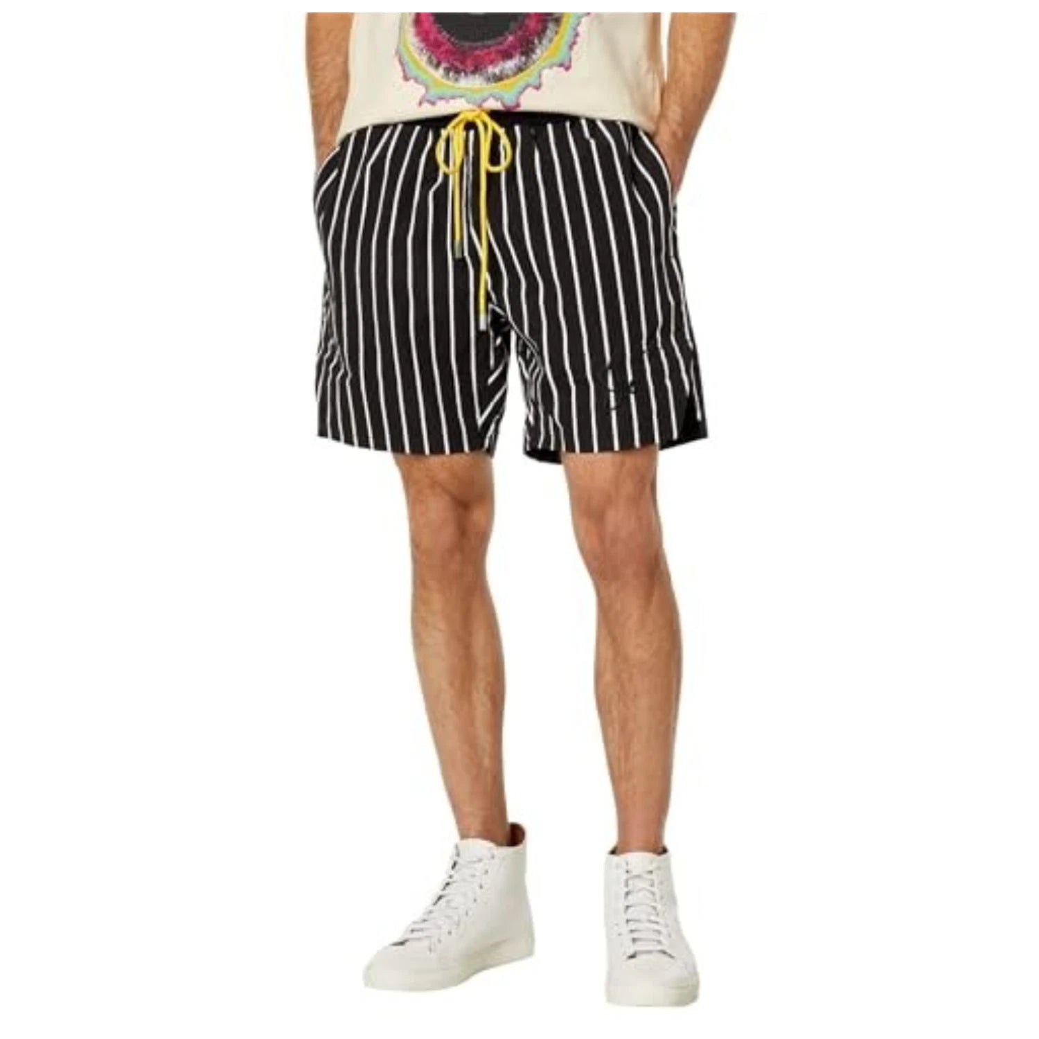 Shorts Men's Black Pinstripe Drawstring Waist FROG263
