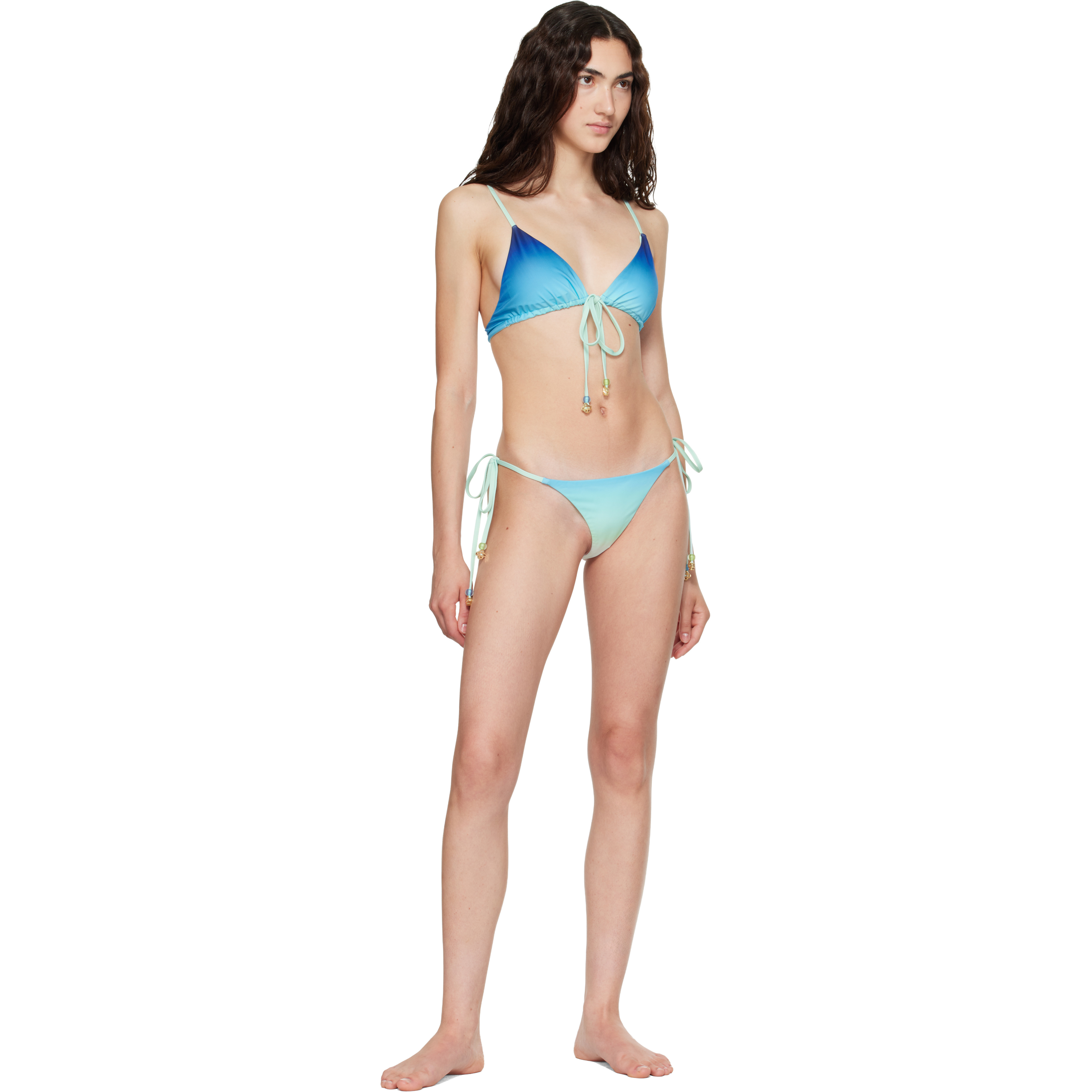 Blue & Green Gradient String Beaded Bikini Bottom