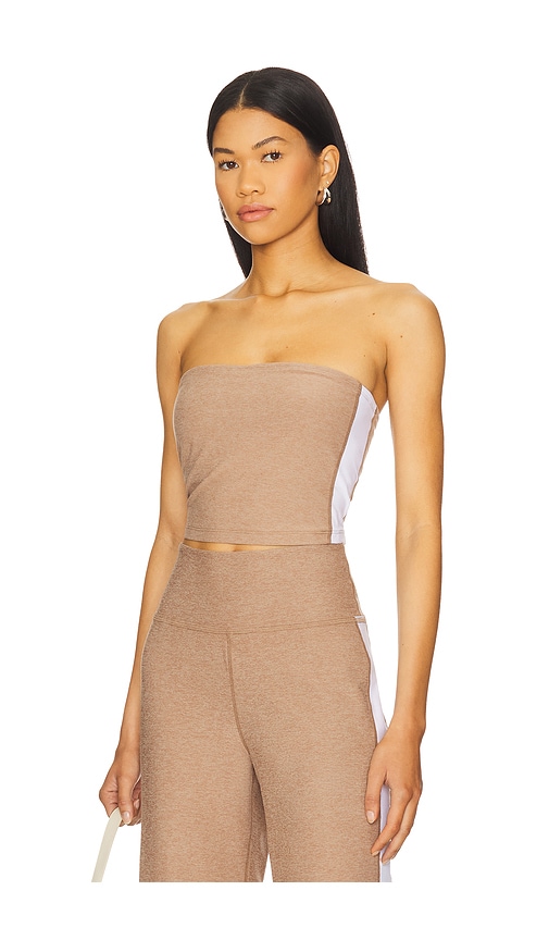Beyond Yoga Spacedye Strapless Stripe Top in Nocturnal Navy - Navy. L also in