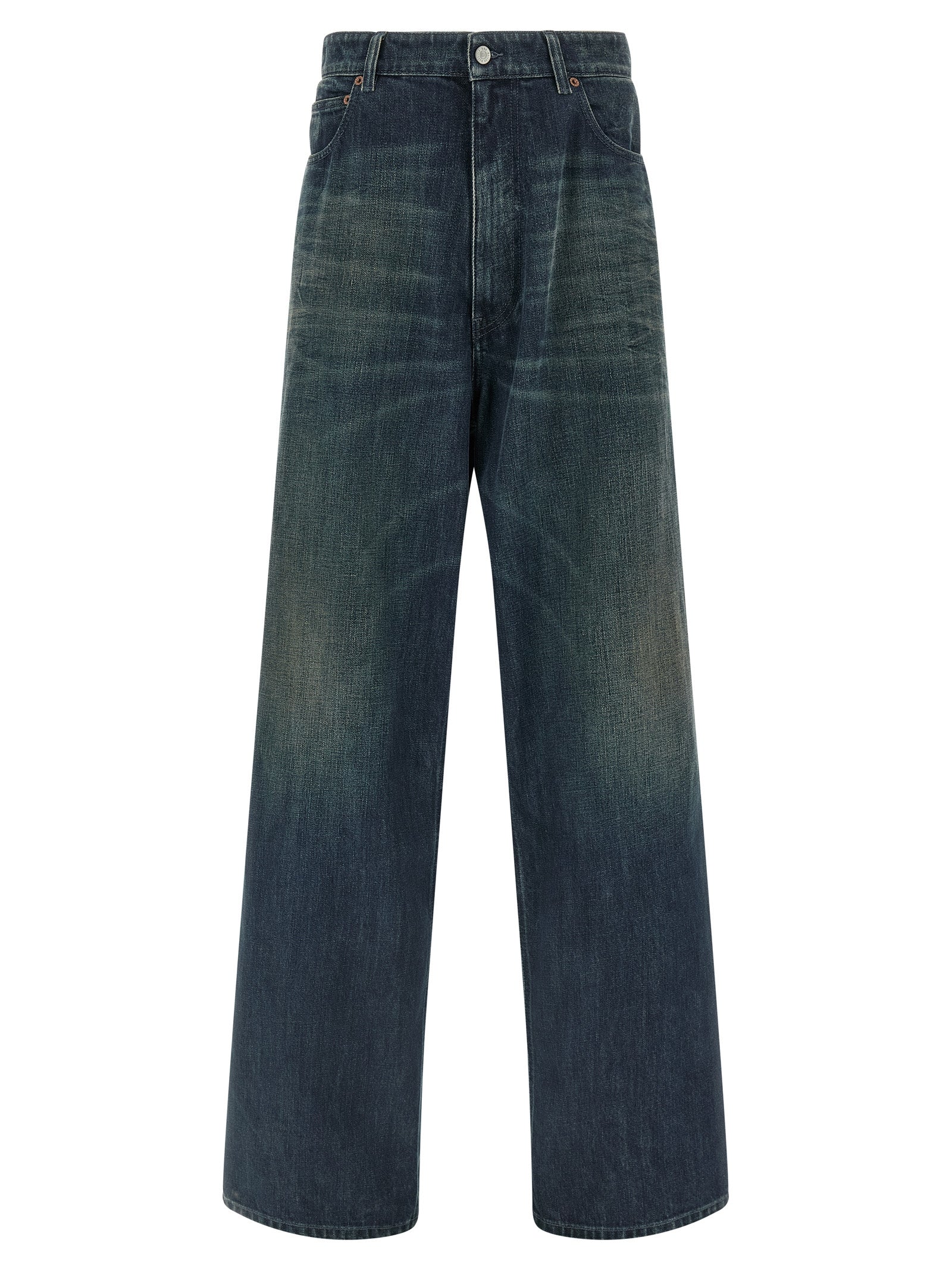 Stone-Washed Cotton Jeans — Blue