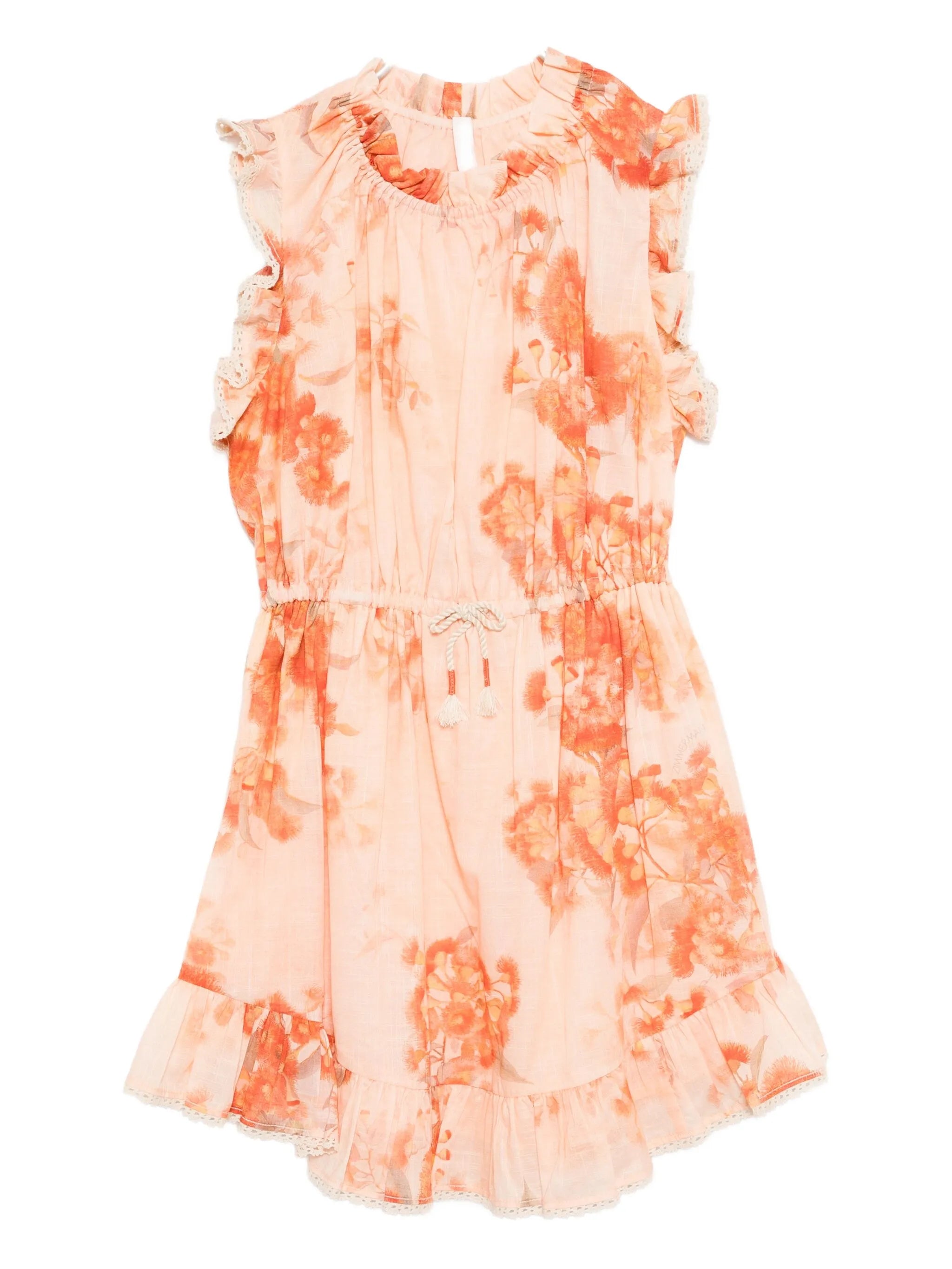 Gathered Frills Mini Dress with Drawstring Waist