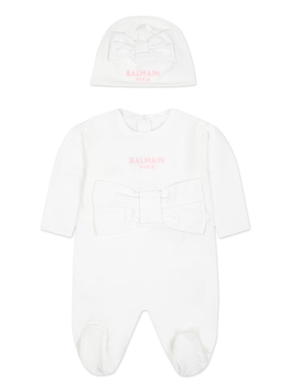 Logo-embroidered cotton babygrow set - White
