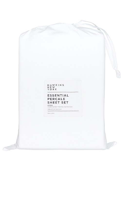 HAWKINS NEW YORK Essential Percale Bedding Queen Sheet Set in White