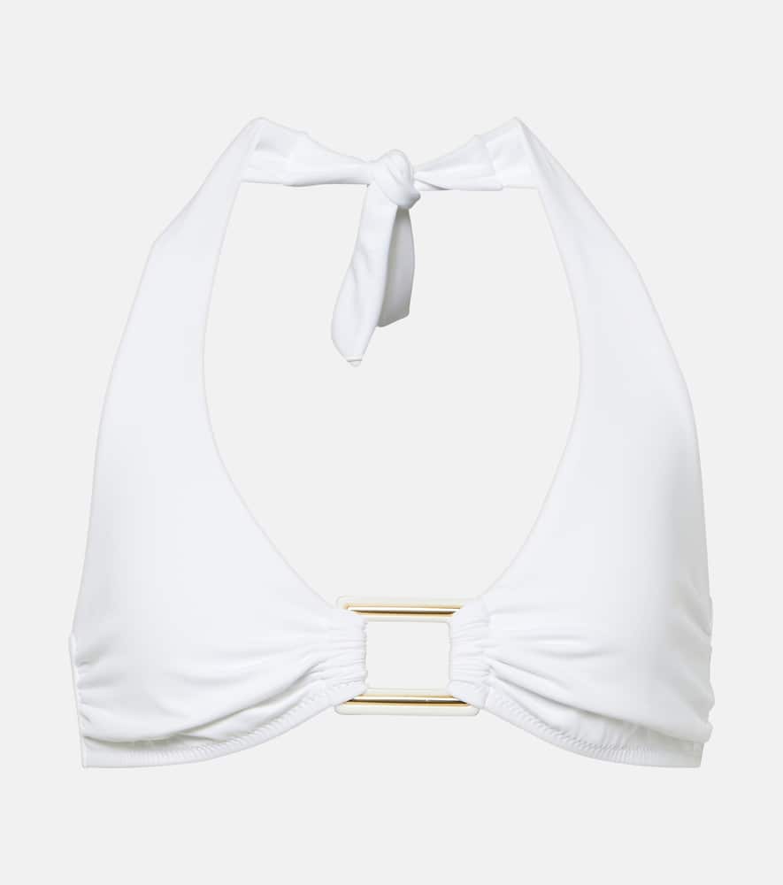 Paris ring-detail halterneck bikini top