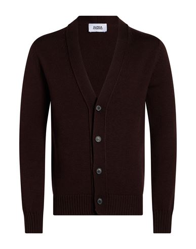 Man Cardigan Chocolate brown Size 42 Merino Wool