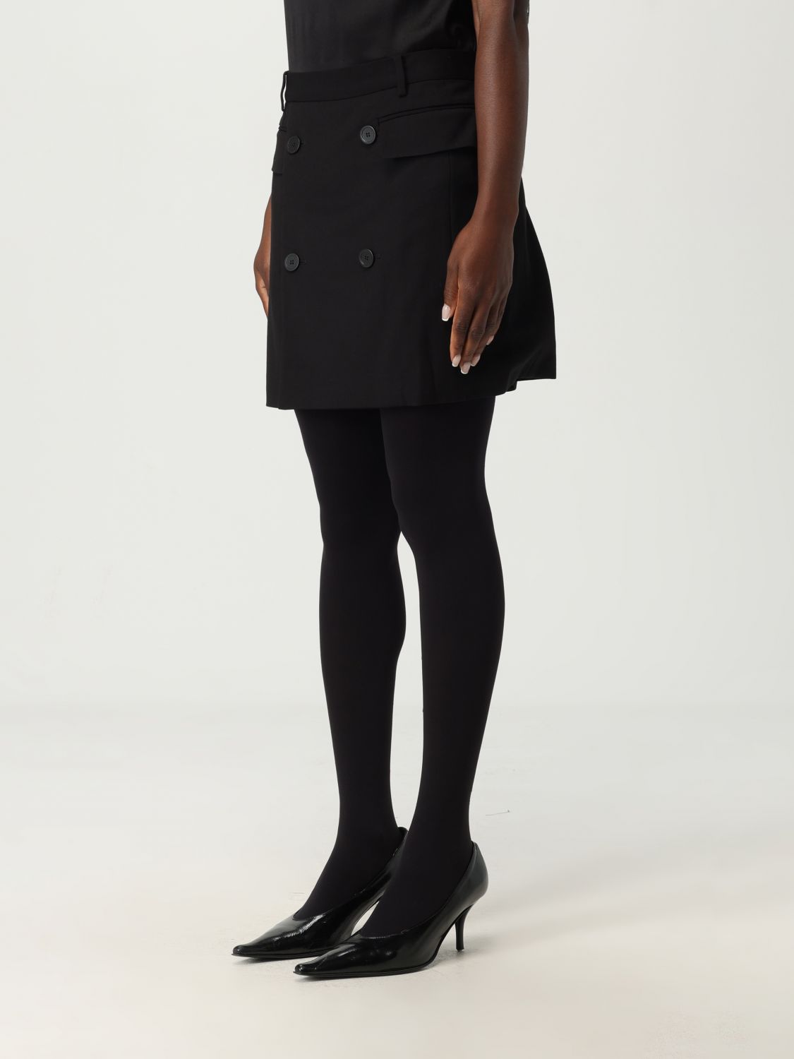 Double-breasted twill skirt - Black