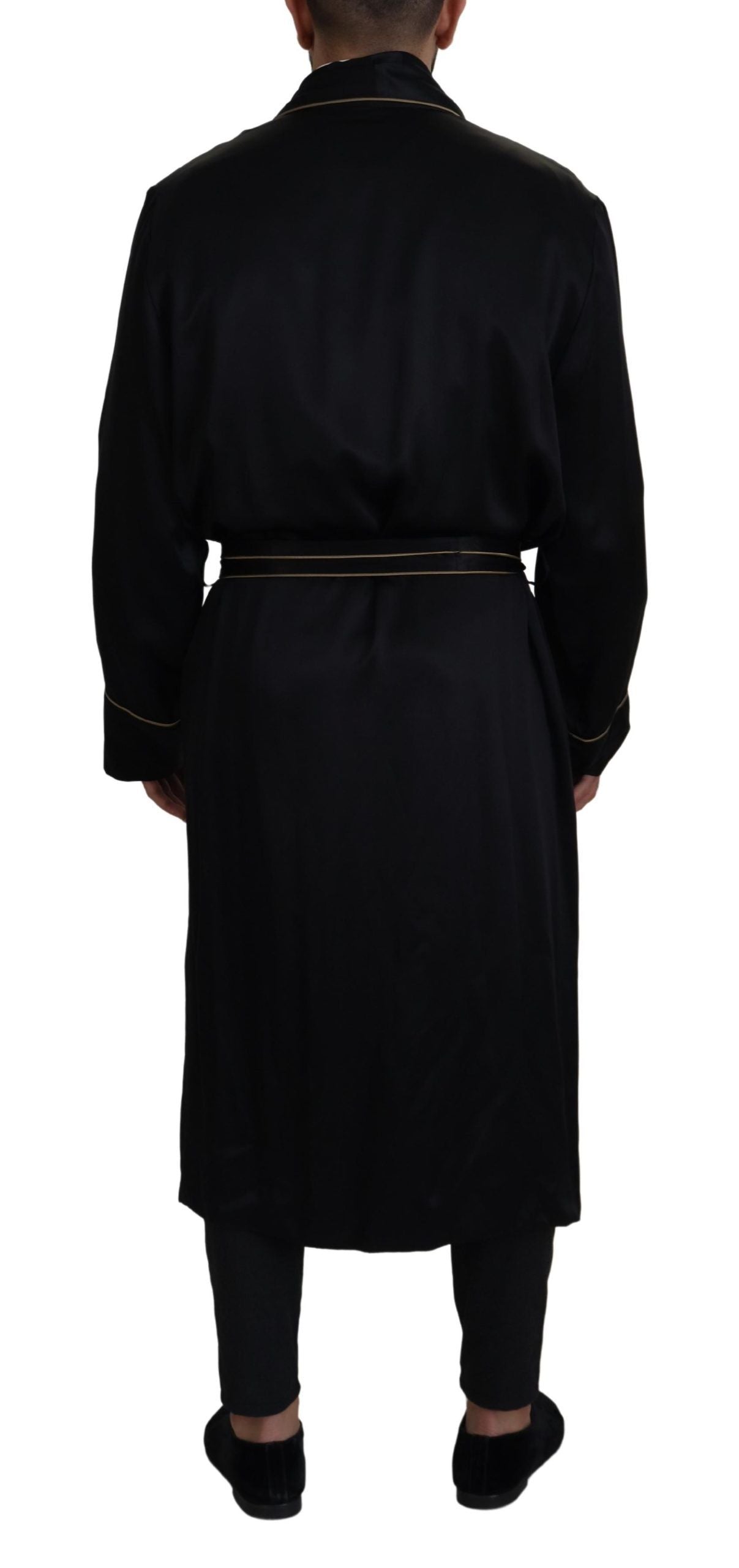 Silk Robe Coat — Black