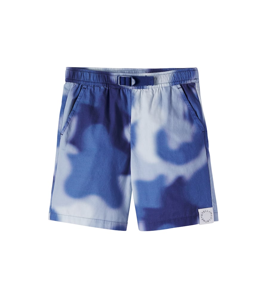 Camouflage cotton poplin shorts
