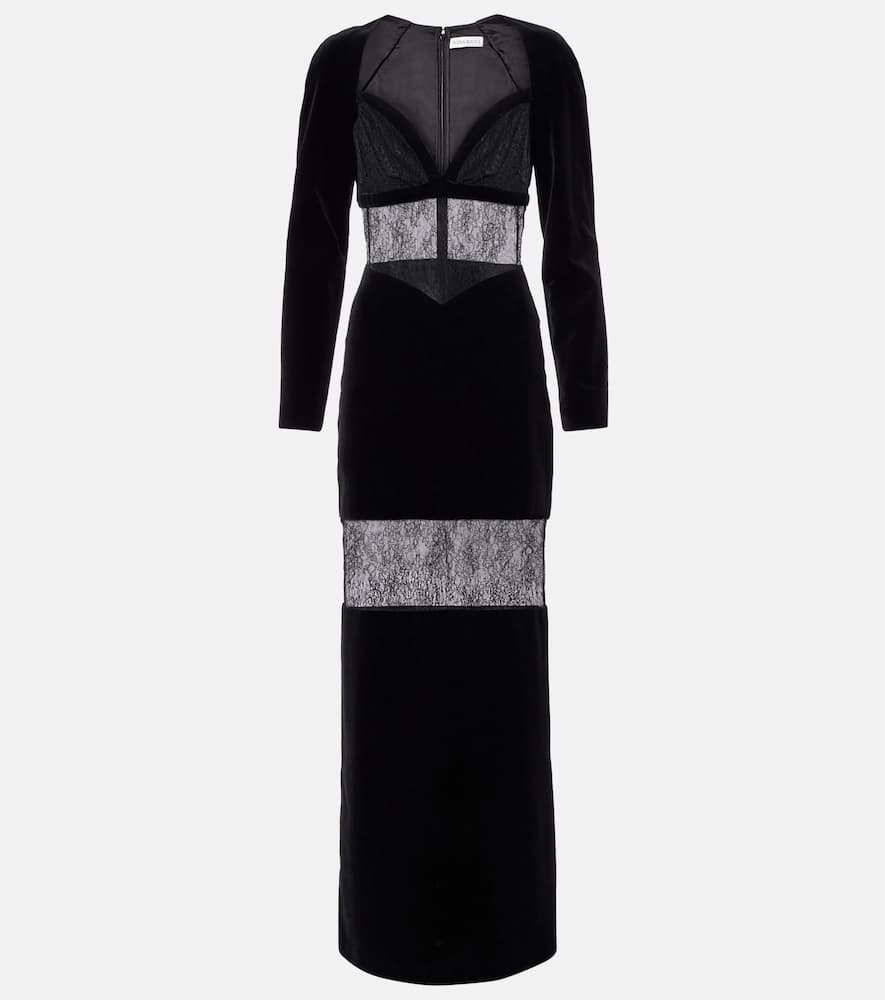 Velvet and lace gown