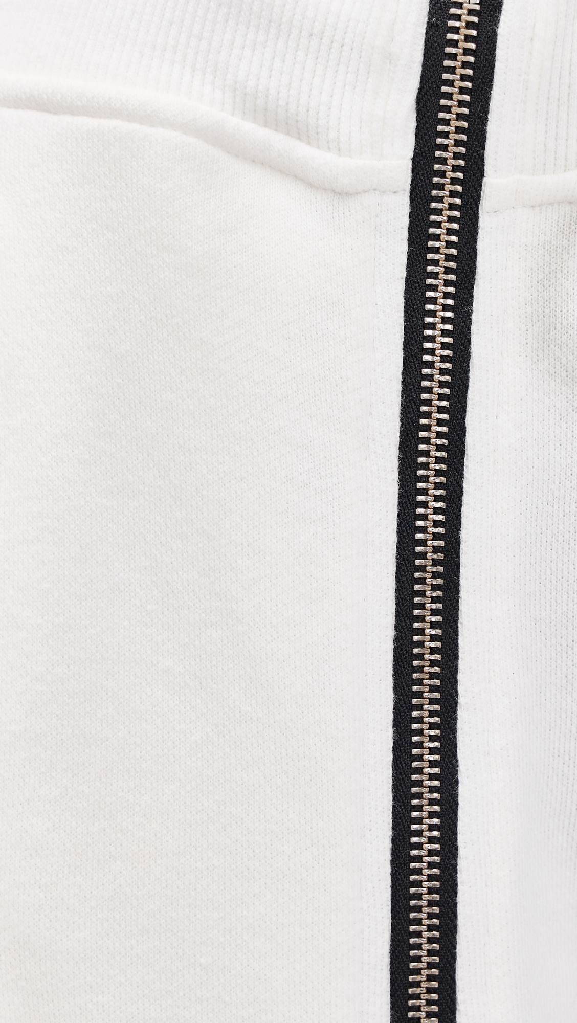 Zippered Wide Leg Sweatpants White
