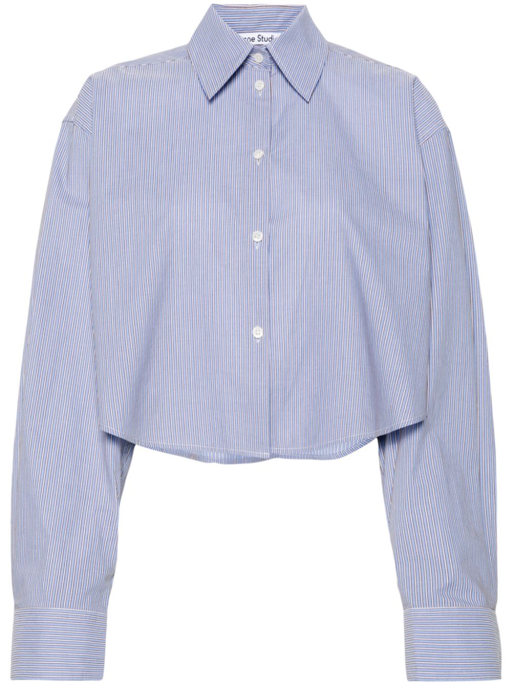 Striped cropped cotton shirt - Blue