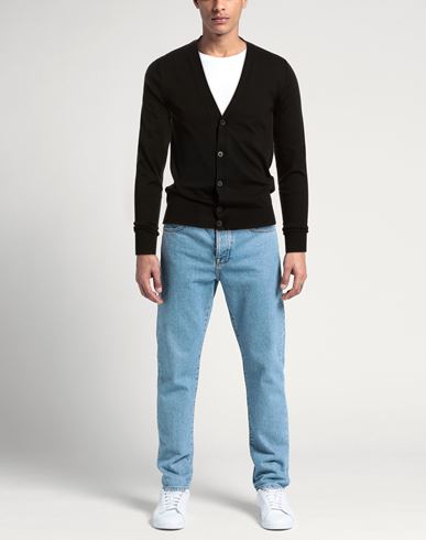 Man Cardigan Black Size S Cotton