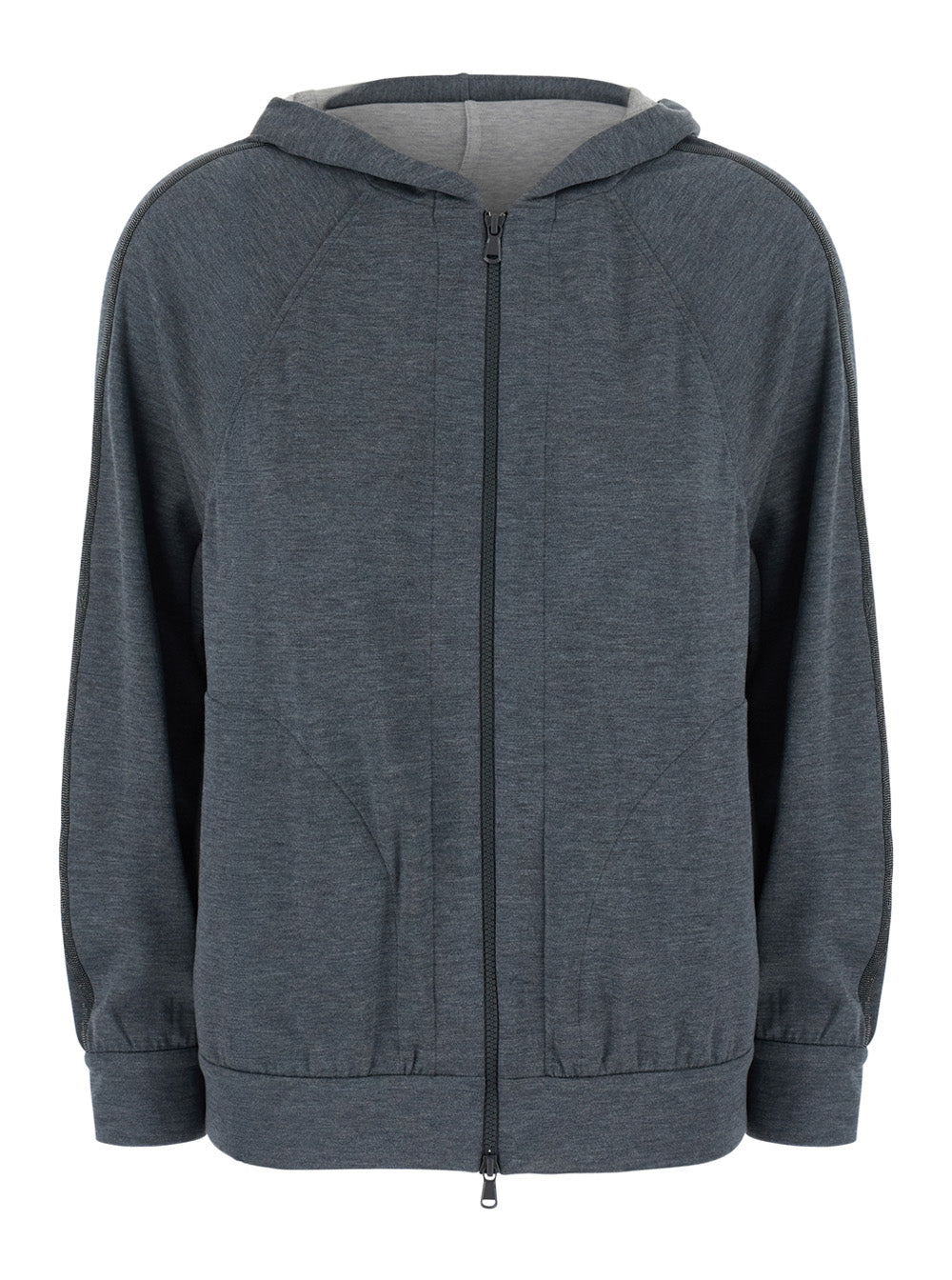 Cotton-Silk Blend Hoodie — Gray