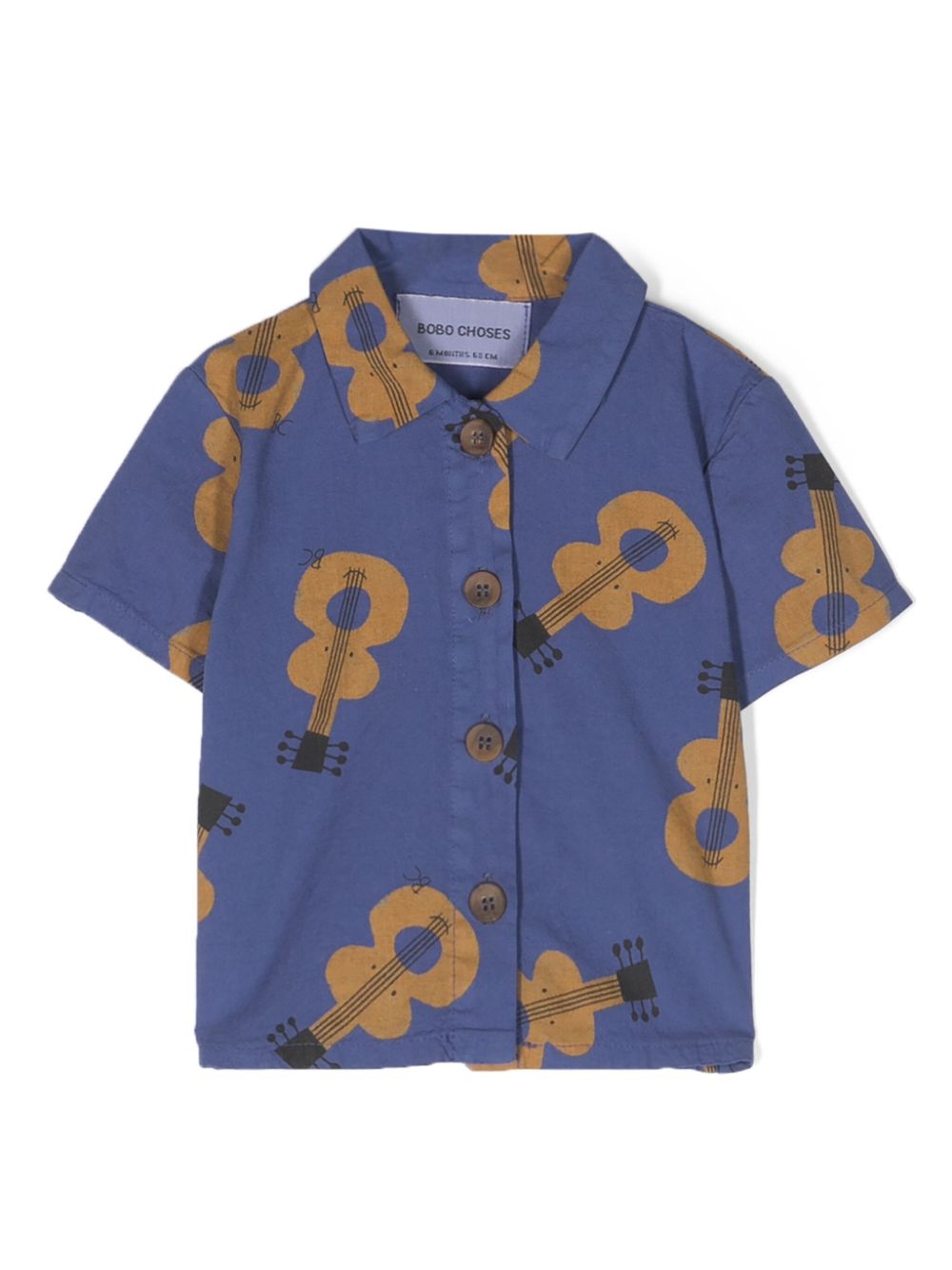 Guitar-print cotton shirt - Blue