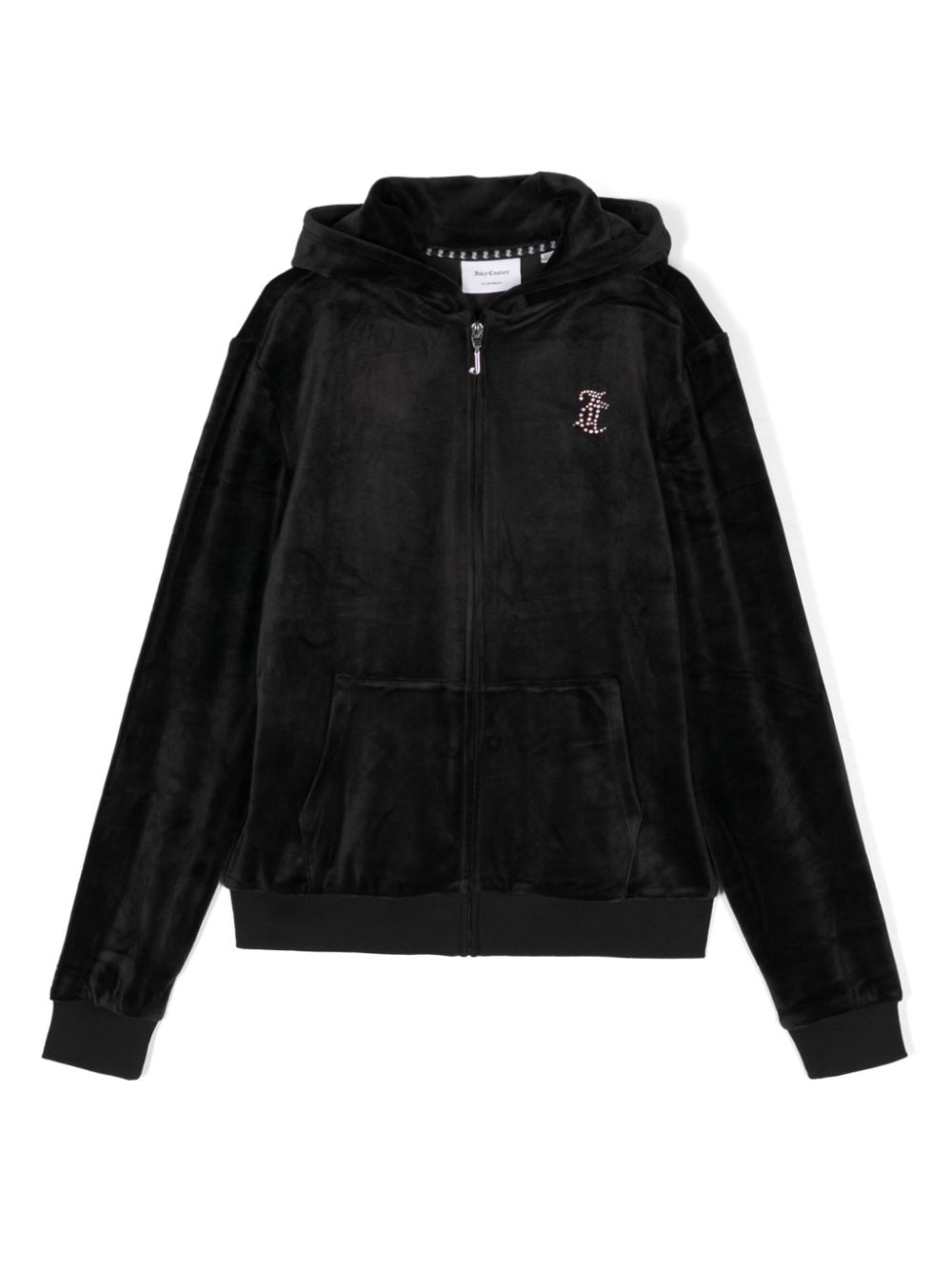 Diamanté logo-embellished hoodie - Black