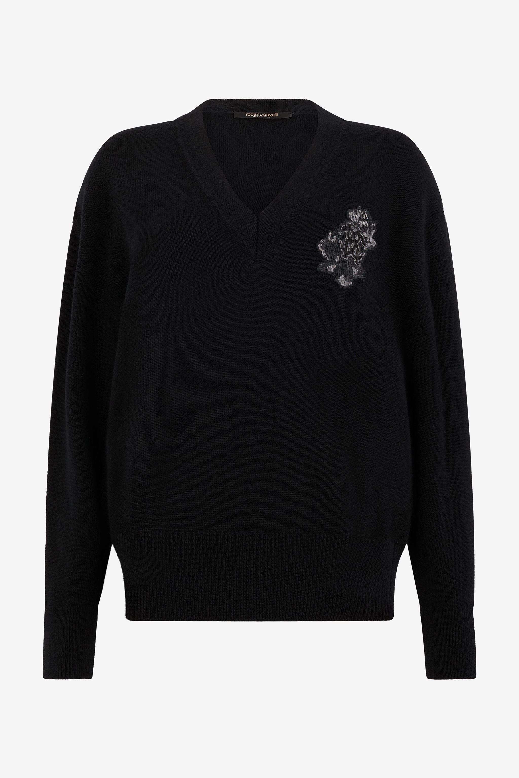 Black Sweater With Monogram Mirror Snake