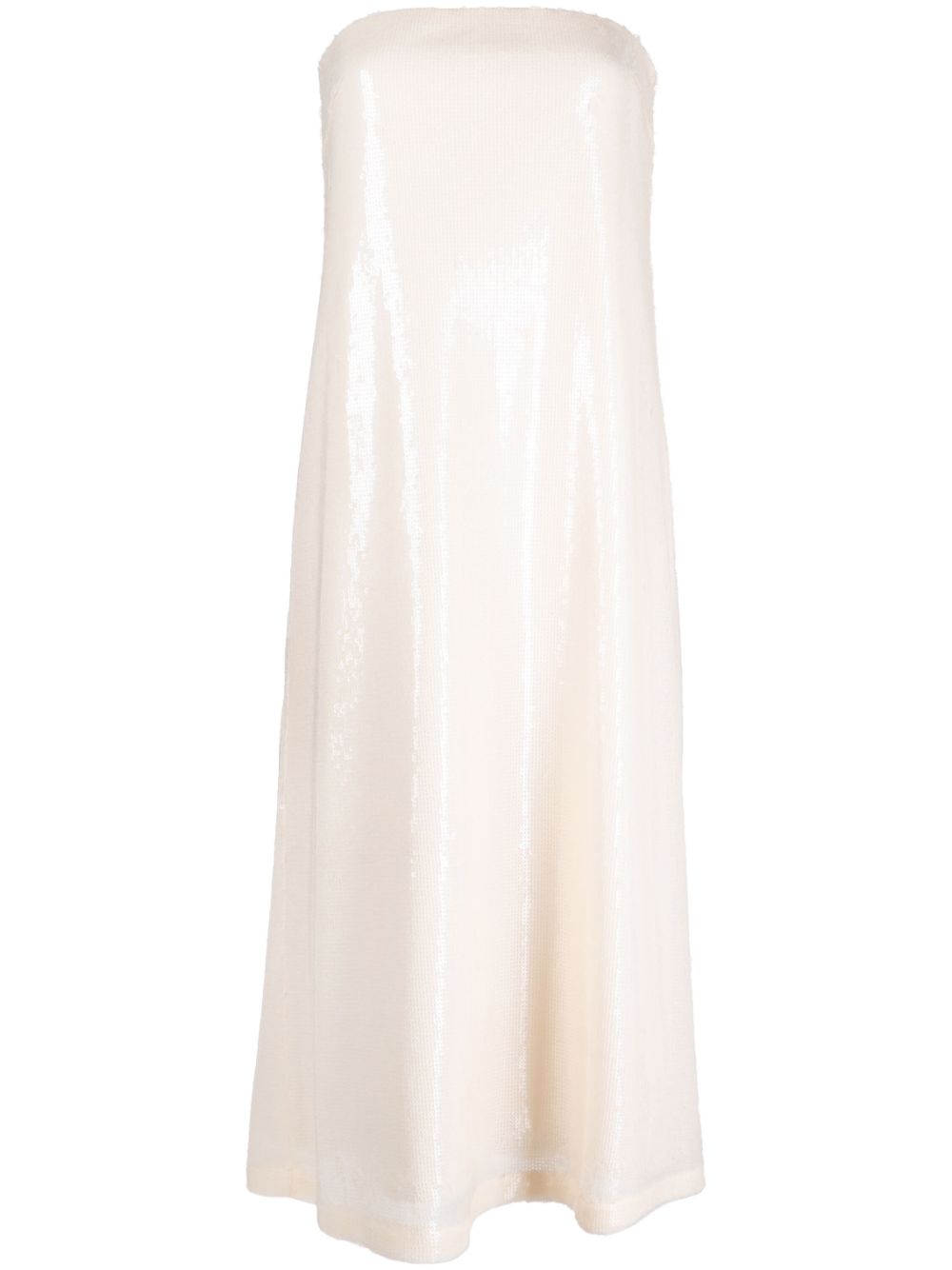 Shimmer semi-sheer midi dress - Neutrals
