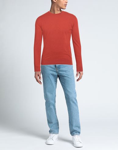 H953 Man Sweater Rust Size 36 Cotton
