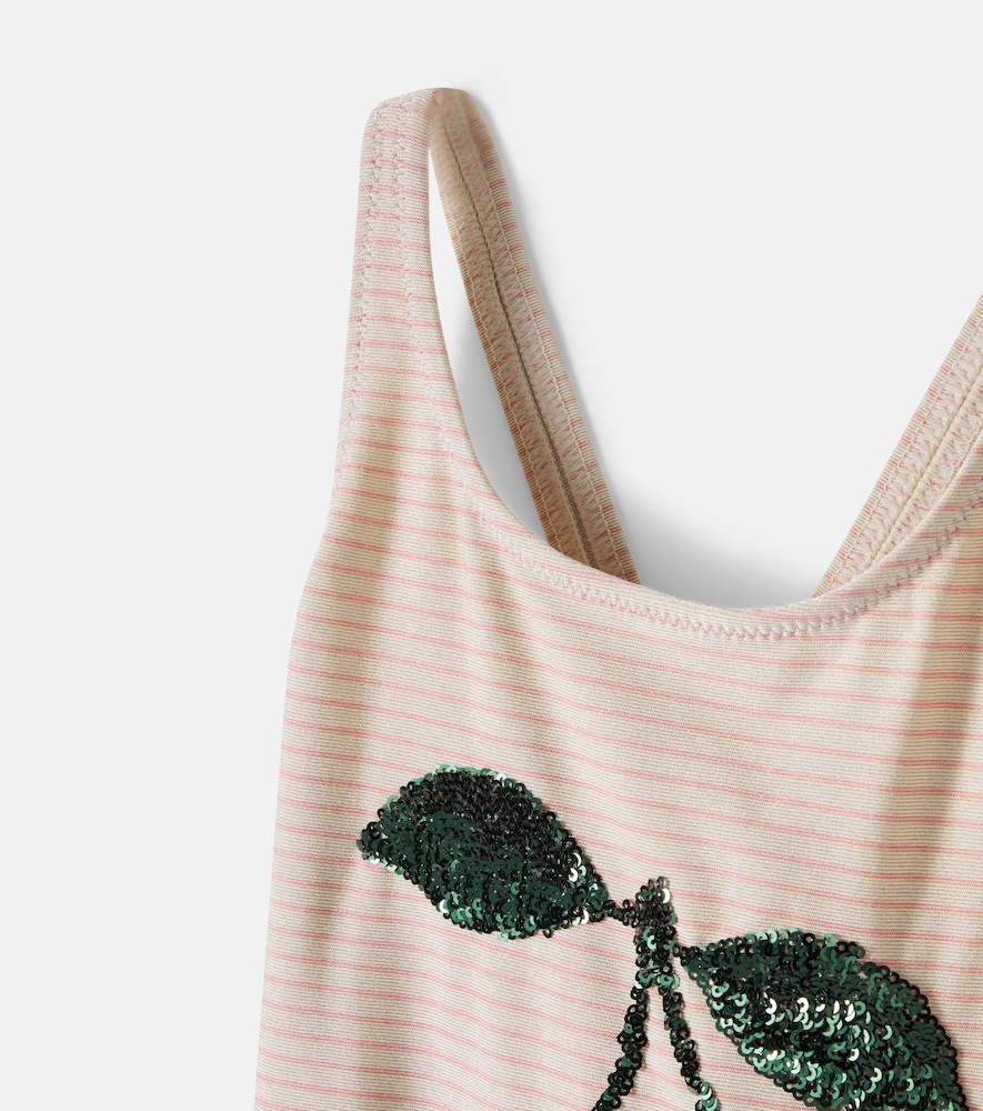 Konges Sløjd Jade sequined striped swimsuit