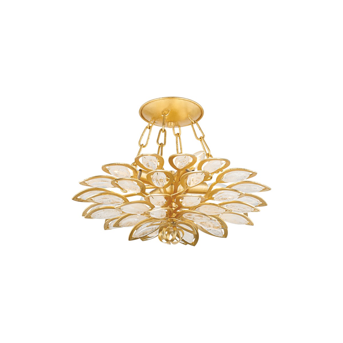 Gold Leaf Four Light Semi Flush Mount from the Vittoria Collection