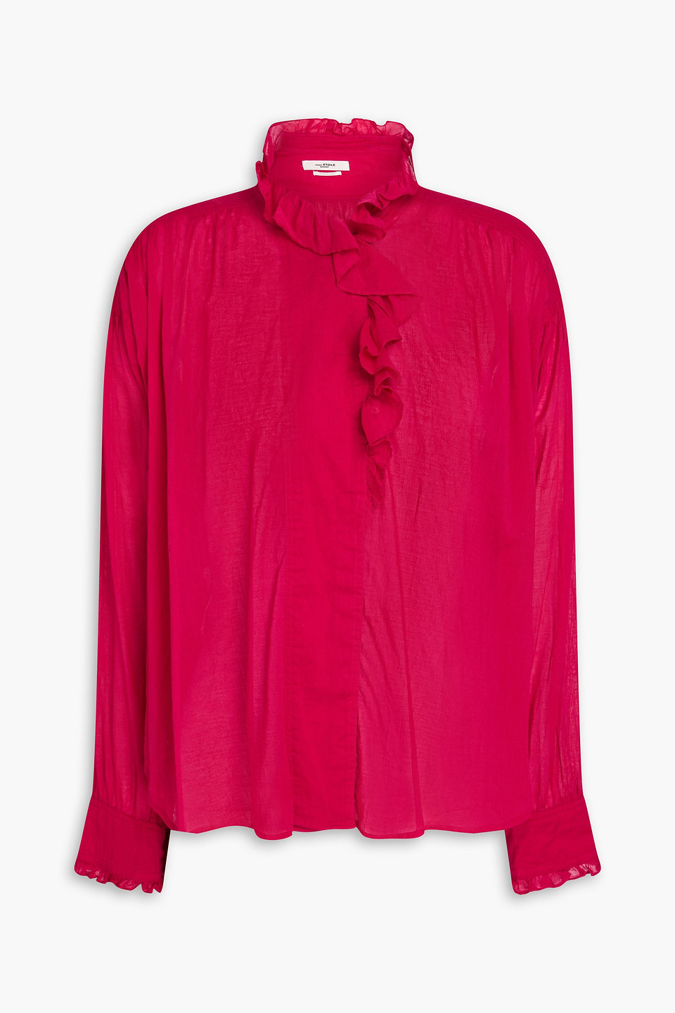 Ruffled cotton-chiffon blouse - Red - FR 38