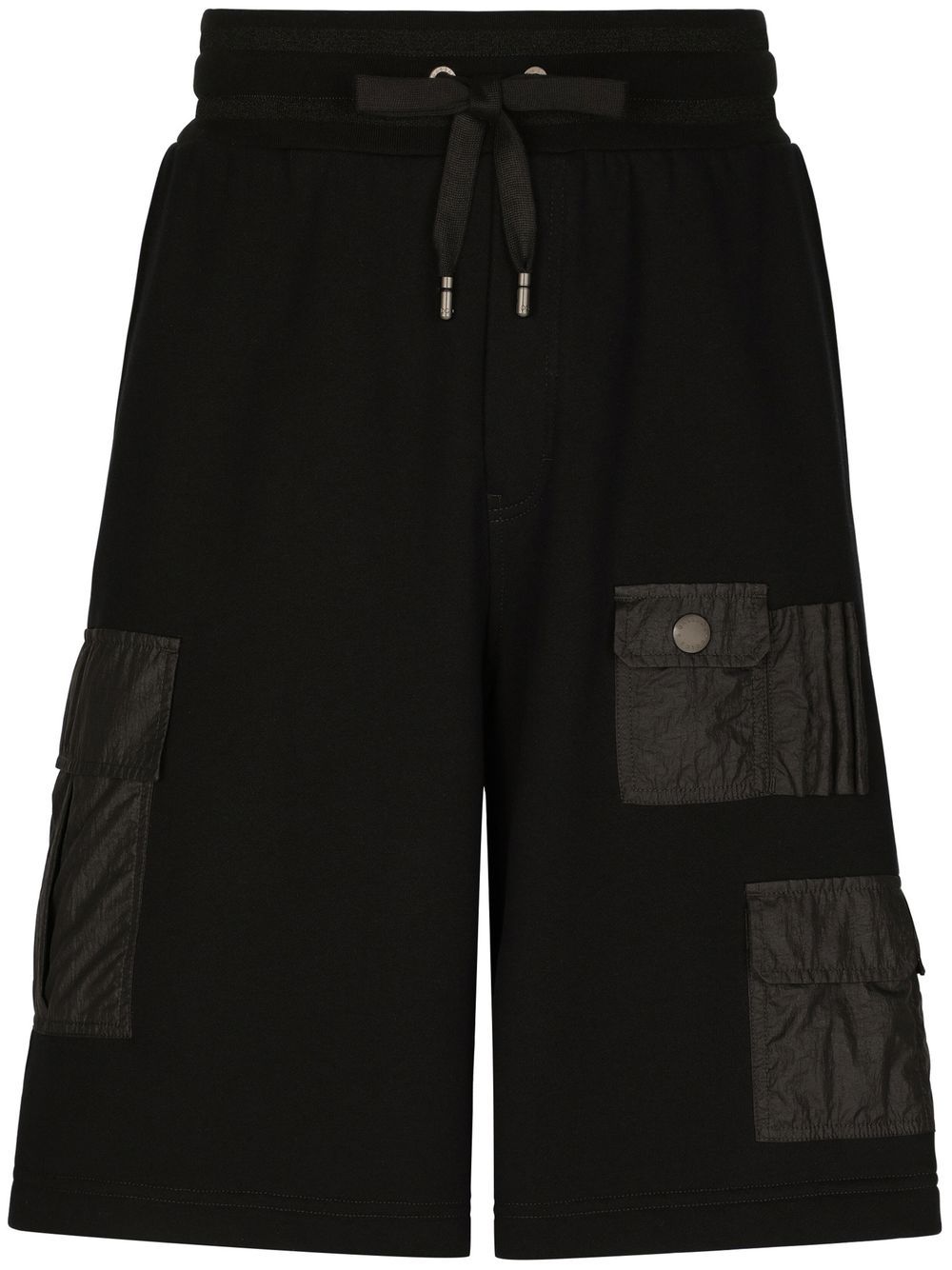Multi-pocket drawstring Bermuda shorts - Black