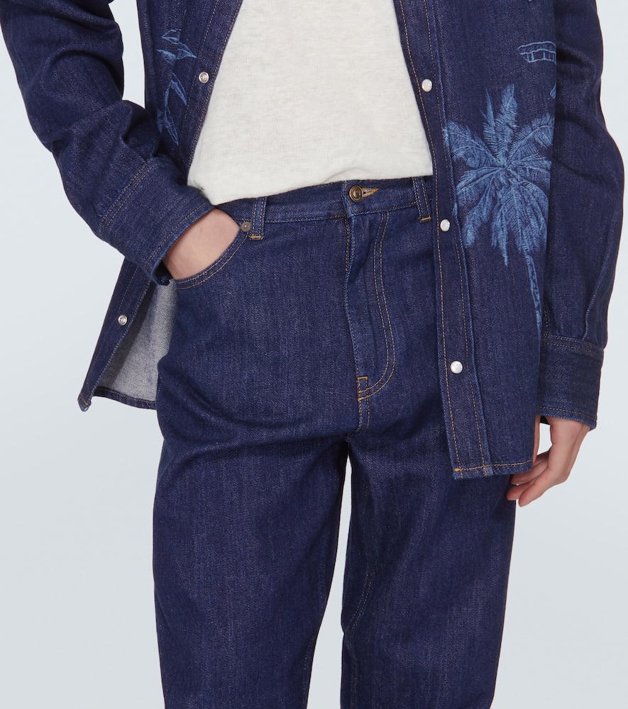 Jungle printed denim pants