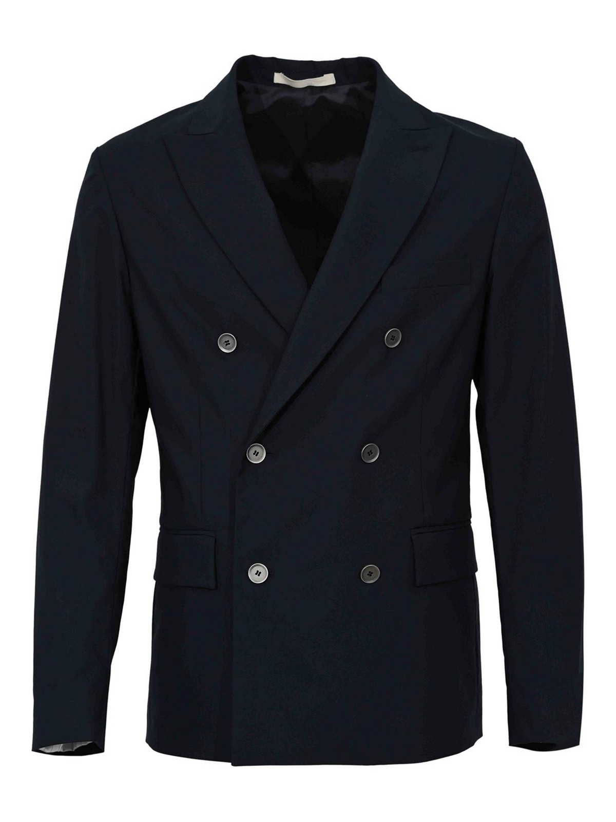 Double-breasted jacket in blue cotton blend