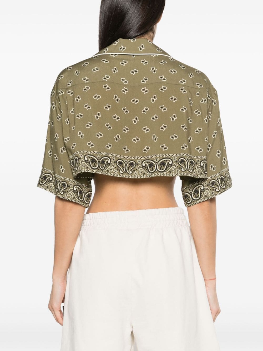 Paisley-print cropped shirt - Green