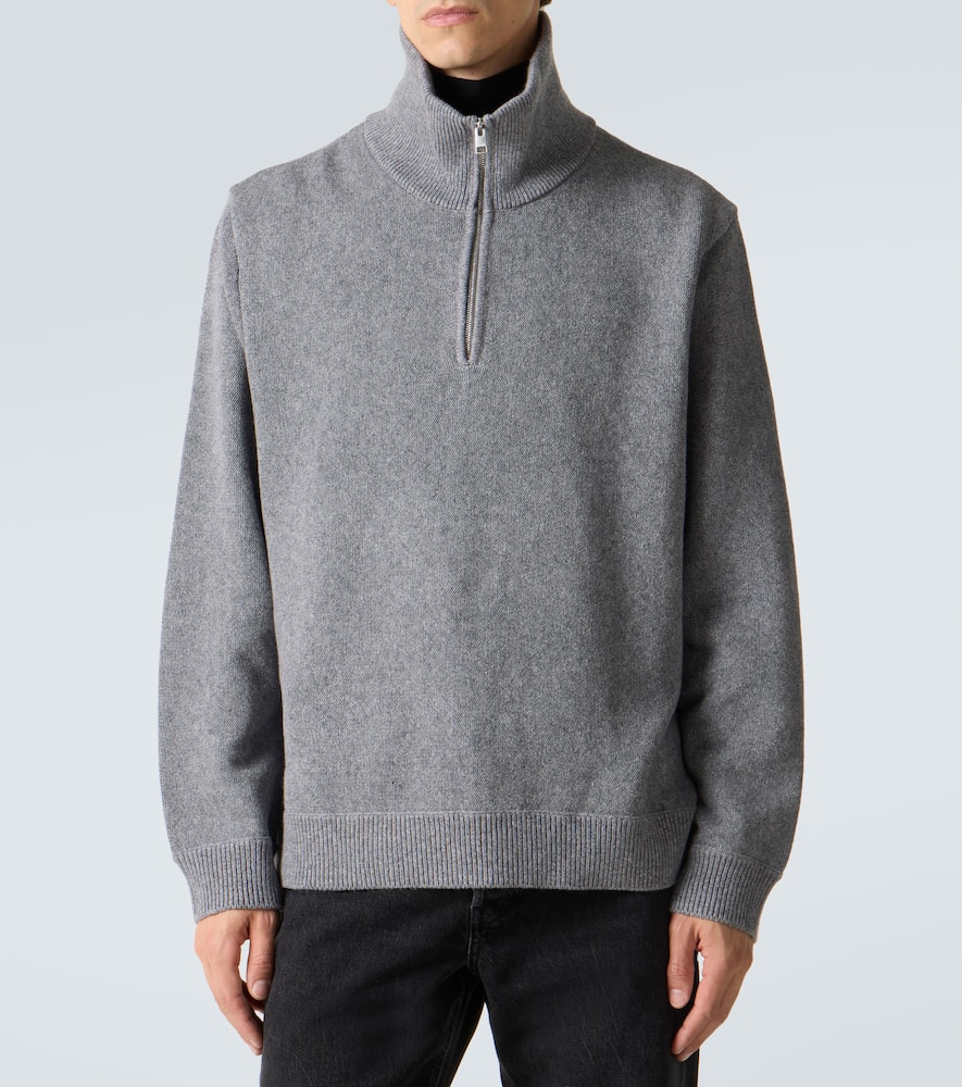 Wool and cotton half-zip sweater