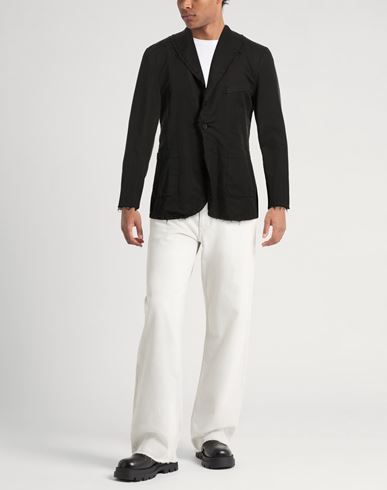 Man Blazer Black Size 34 Linen, Cotton, Elastane