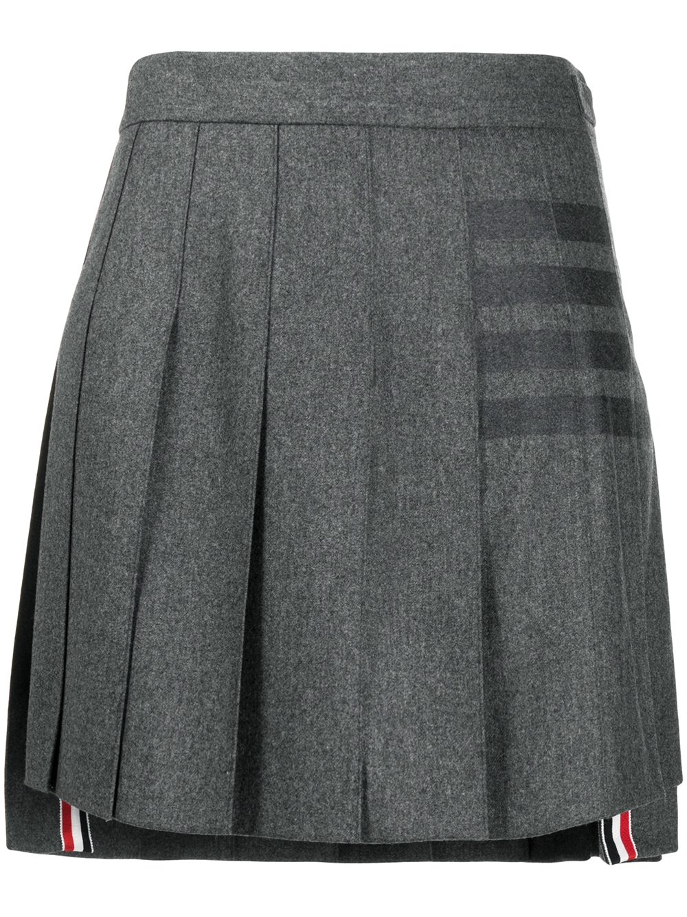 4-Bar pleated flannel mini skirt - Grey