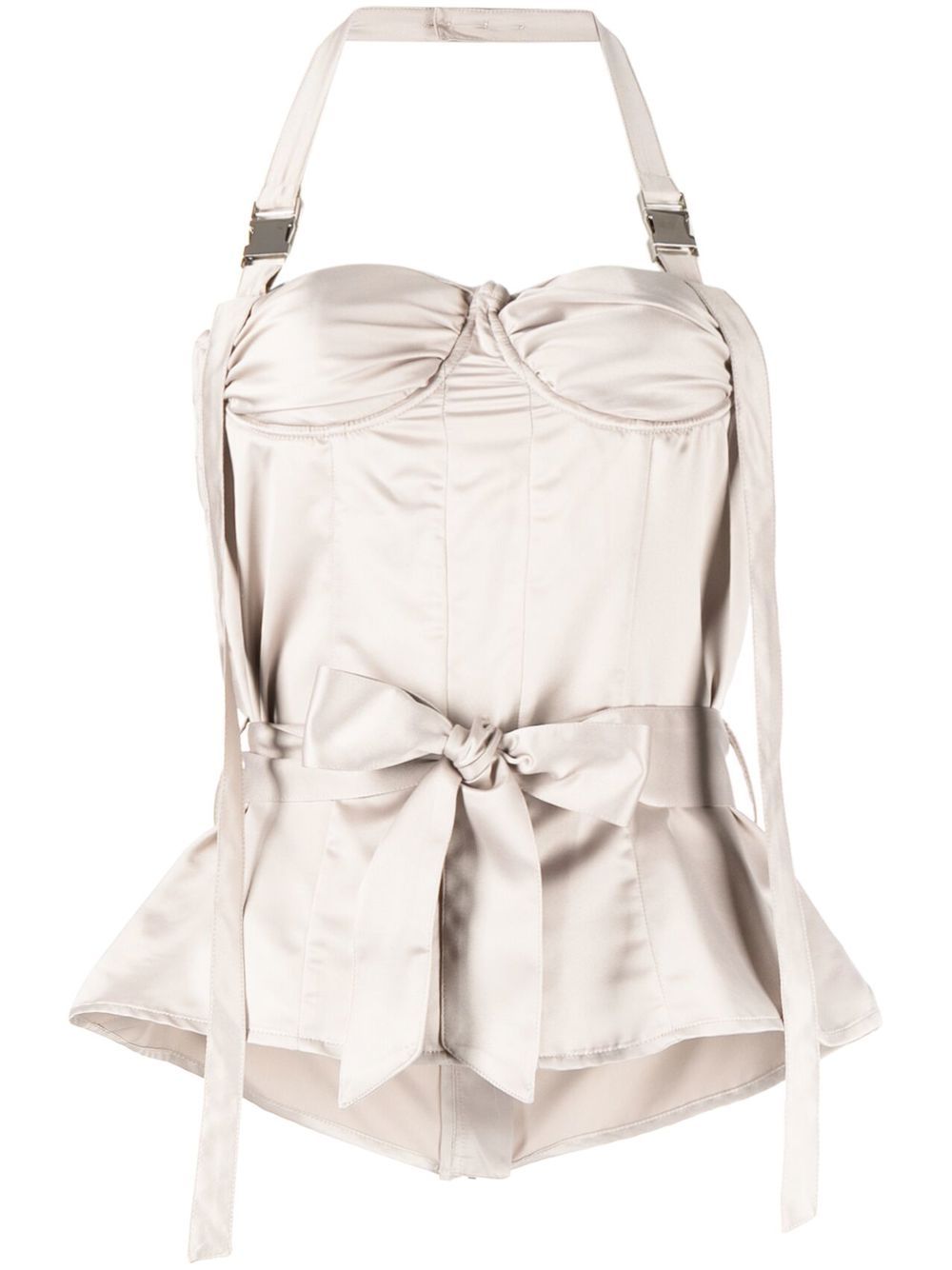 Bustier-detail halterneck top - Grey