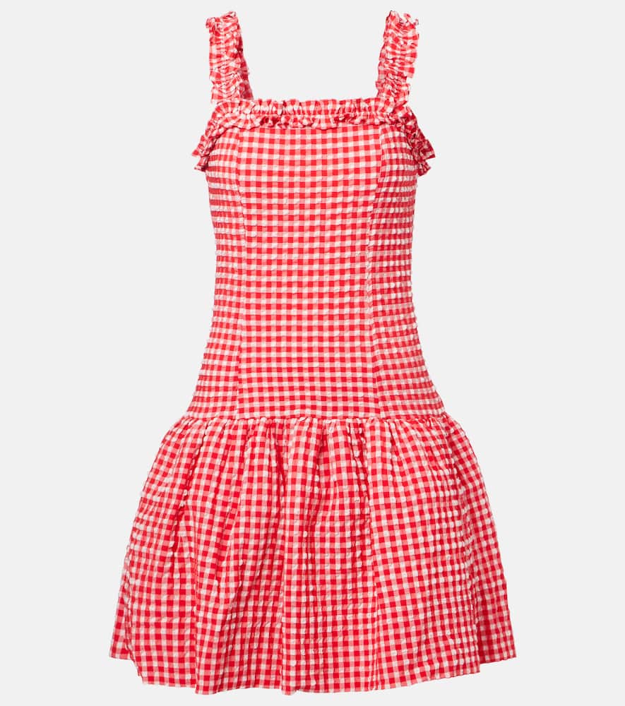 Seersucker ruffled minidress