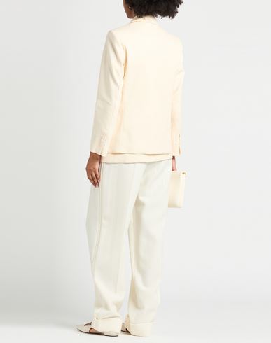 Woman Blazer Cream Size 8 Linen, Cotton, Elastane