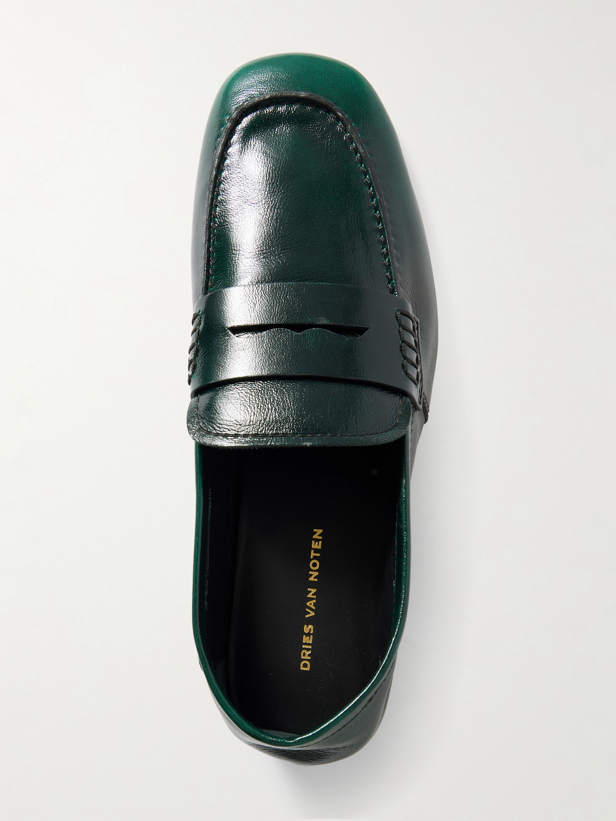 Glossed-leather Penny Loafers - Green