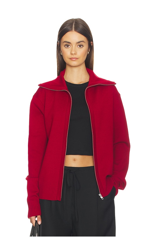 Entire Studios Knit Zip Up Jacket in Cherry - Red. M also in L, XL/1X