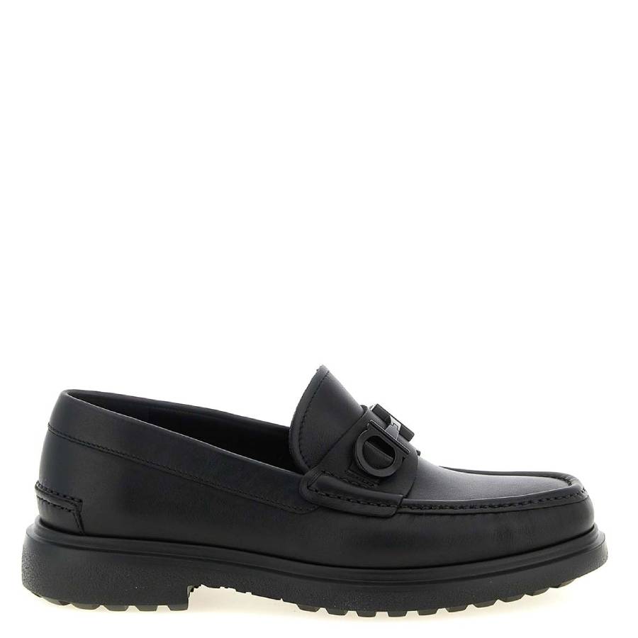 Gancini Buckle Leather Loafers