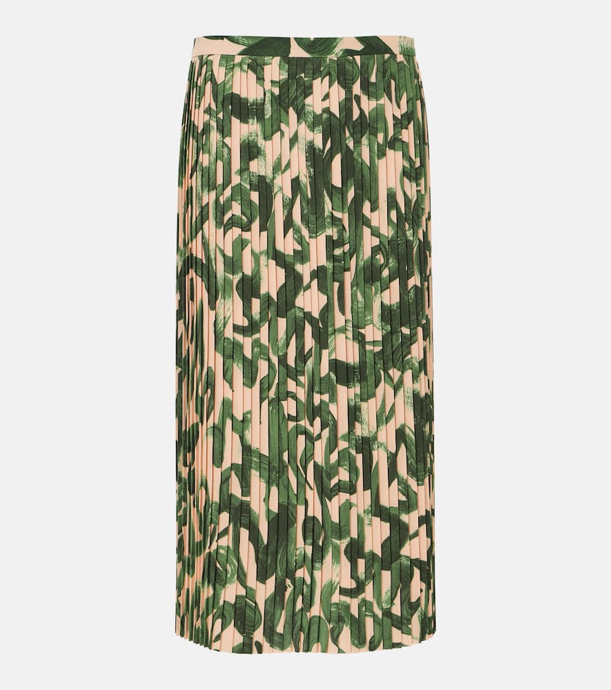 Printed pleated midi skirt